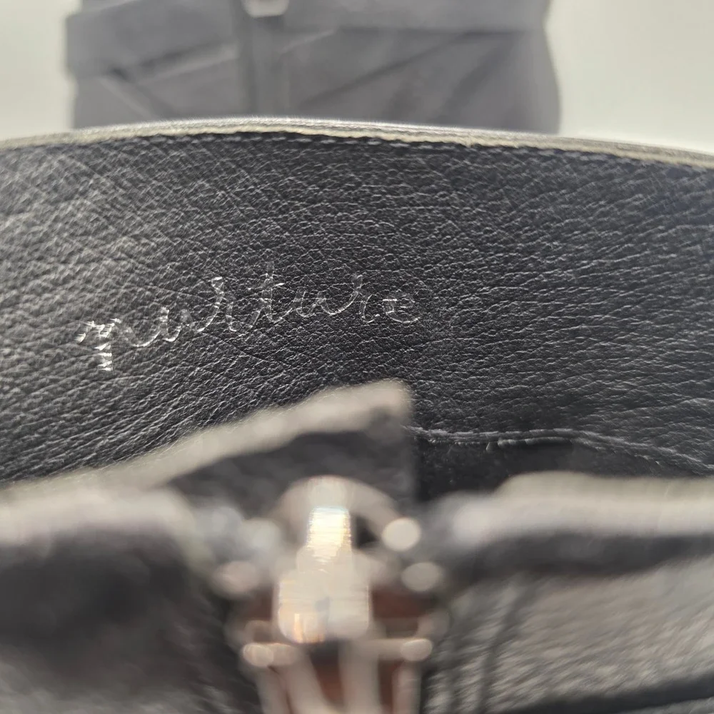 Nurture Womens Black Leather‎ Strappy Buckle Ankle Boots Block Heel Size 8.5M